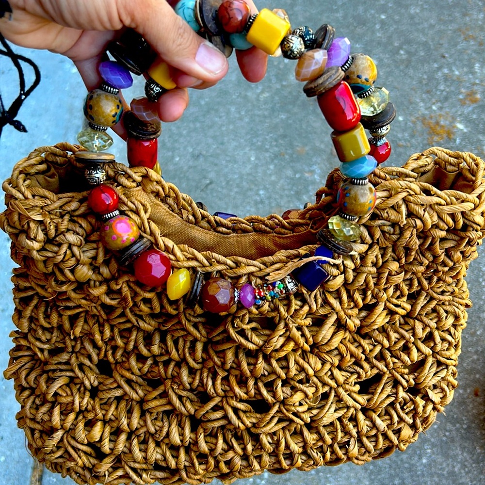 Capelli Strawworld Beaded Jewel Handbag